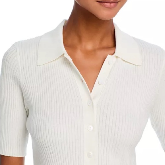 PAIGE Ivory Ribbed Button-Down Sweater - Picture 2 of 5